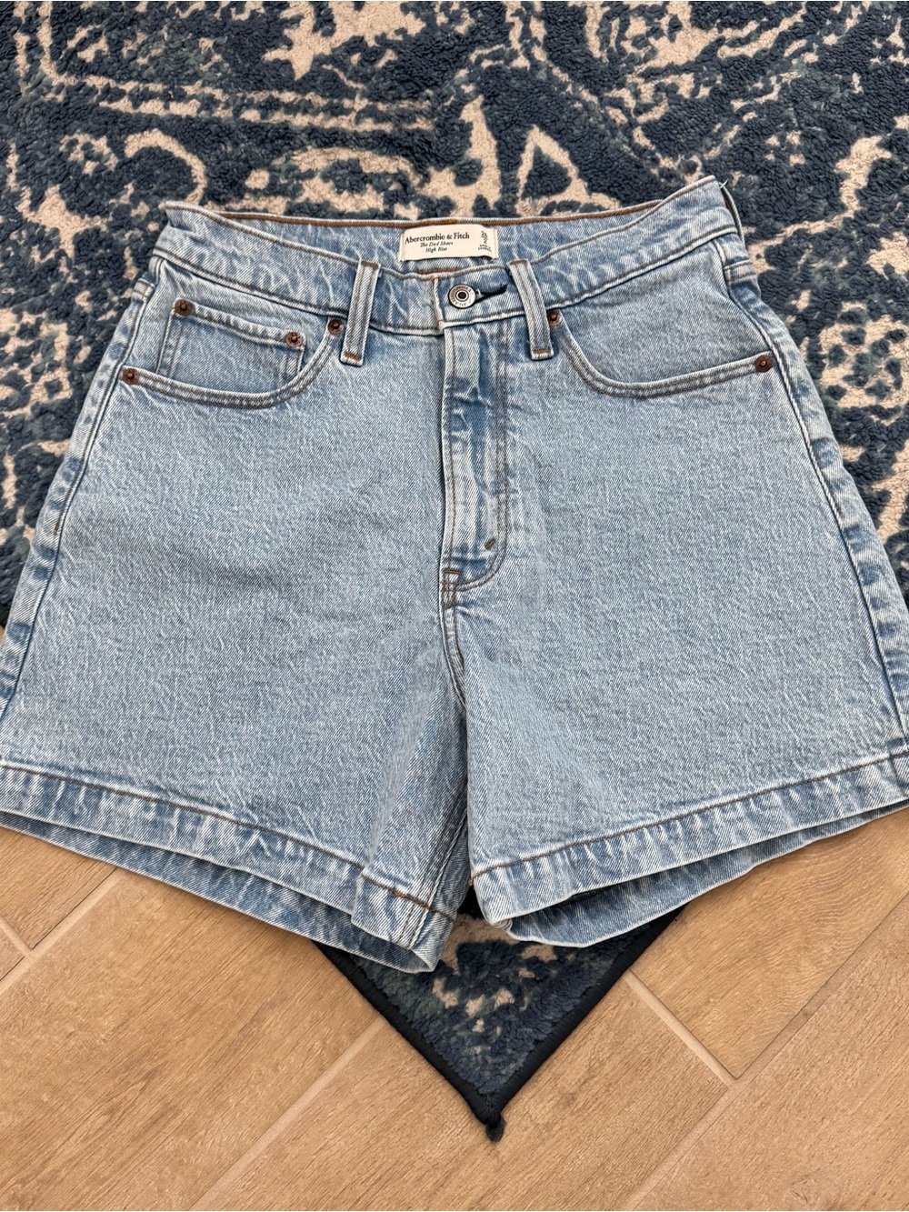 Abercrombie & Fitch Light Blue High-Rise Denim Shorts
